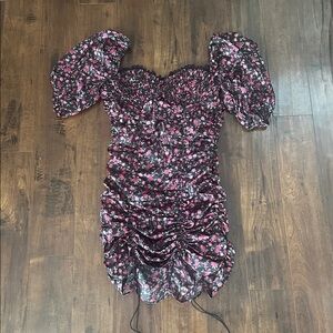 Floral Puffy Shoulder Mini Dress